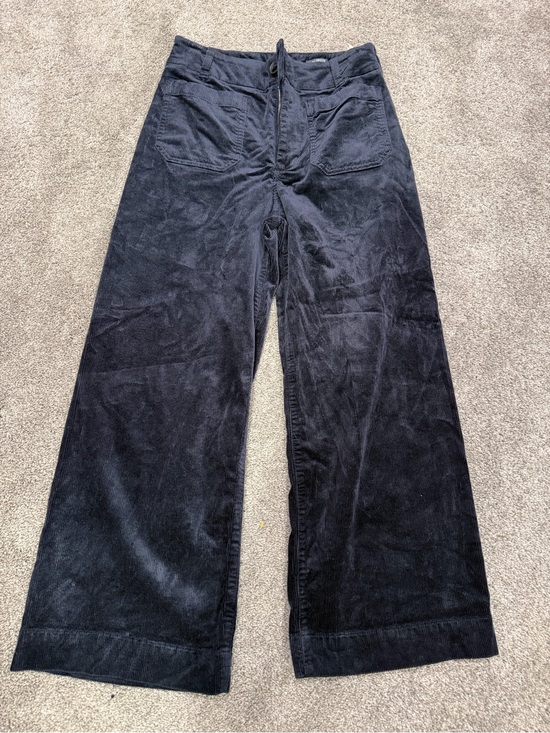 Maeve Pants - Maeve by Anthropologie The Colette Cropped Pants in Navy with Yellow Tag